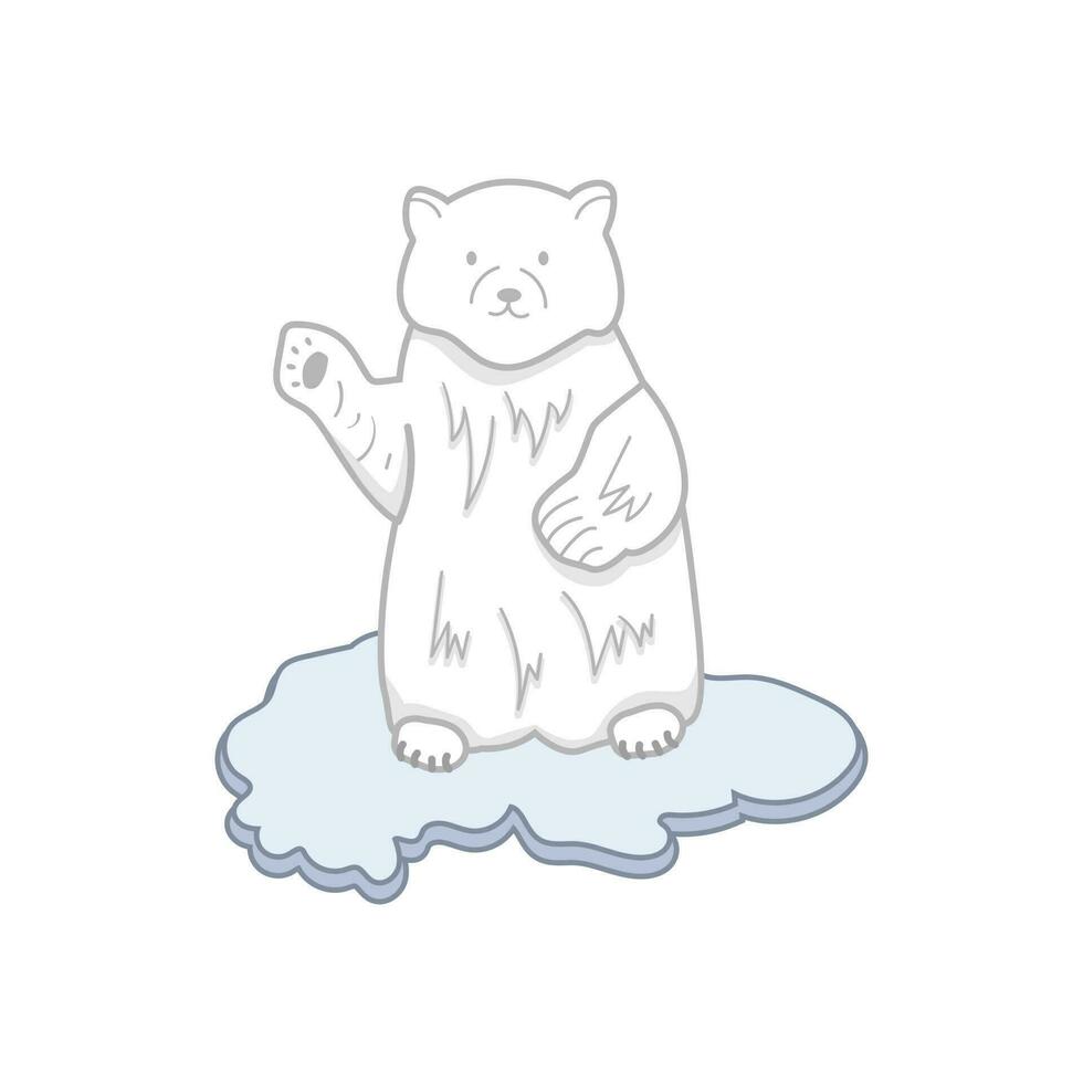 polar osos en derritiendo hielo debido a el efecto de global calentamiento vector