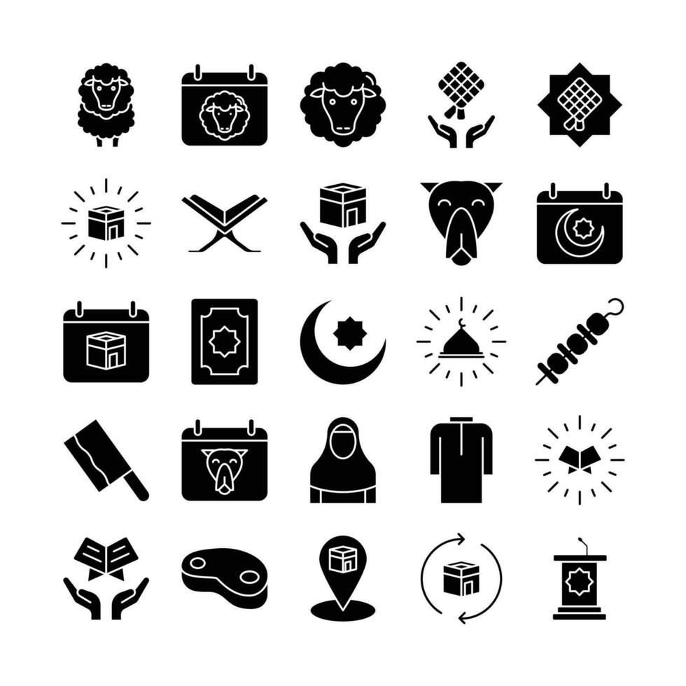 collection of icons about eid al adha vector