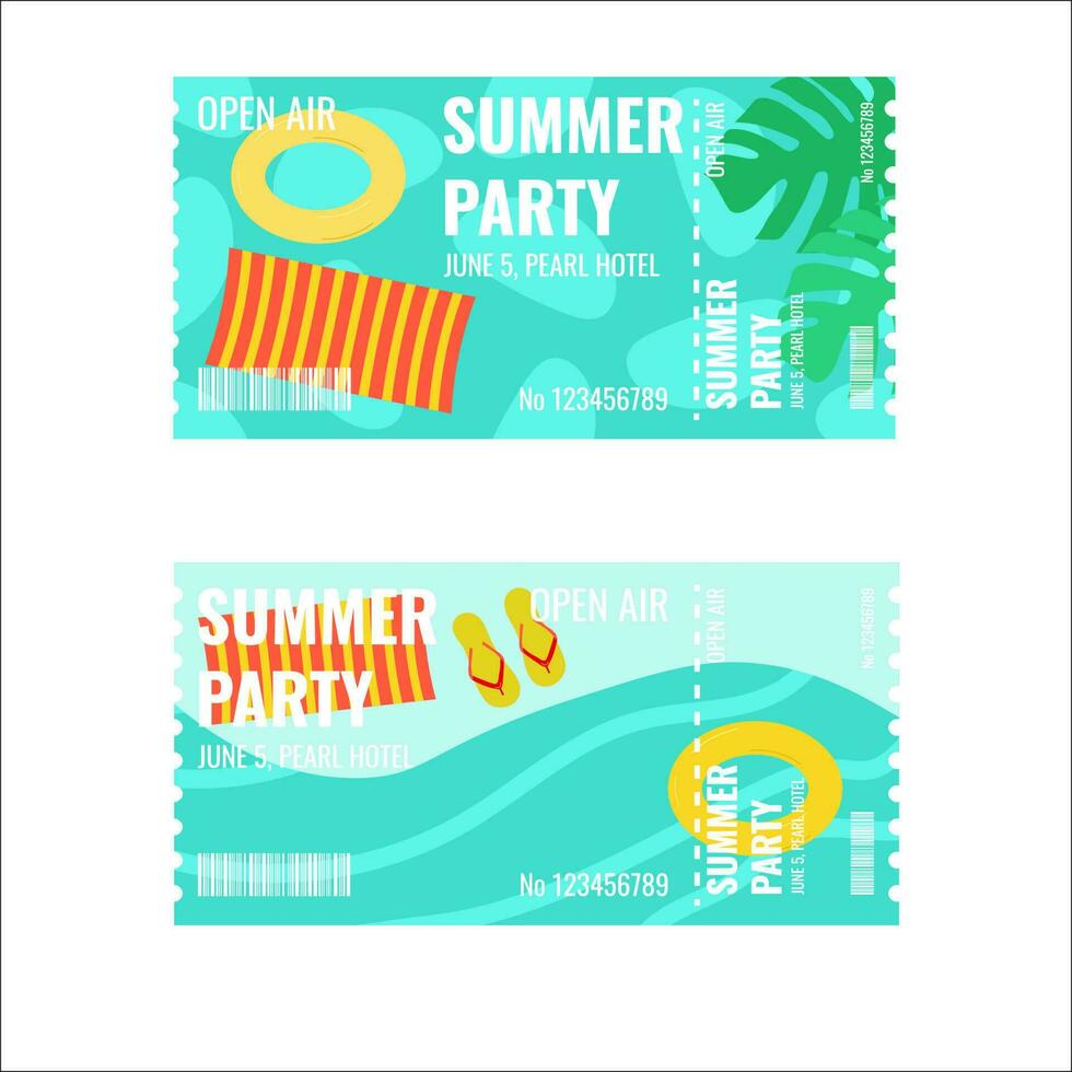 A ticket template for a summer party. vector