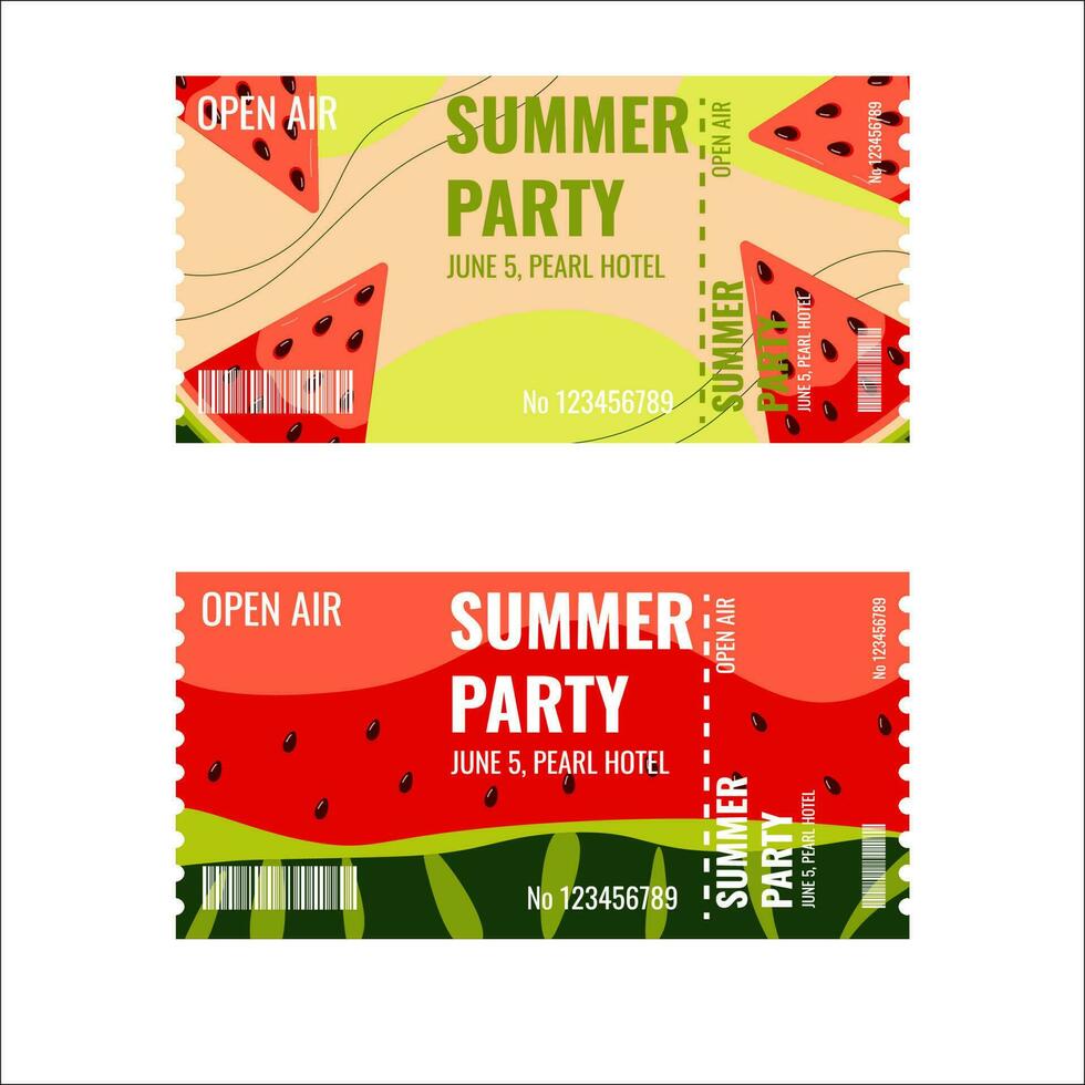 A ticket template for a summer party. vector