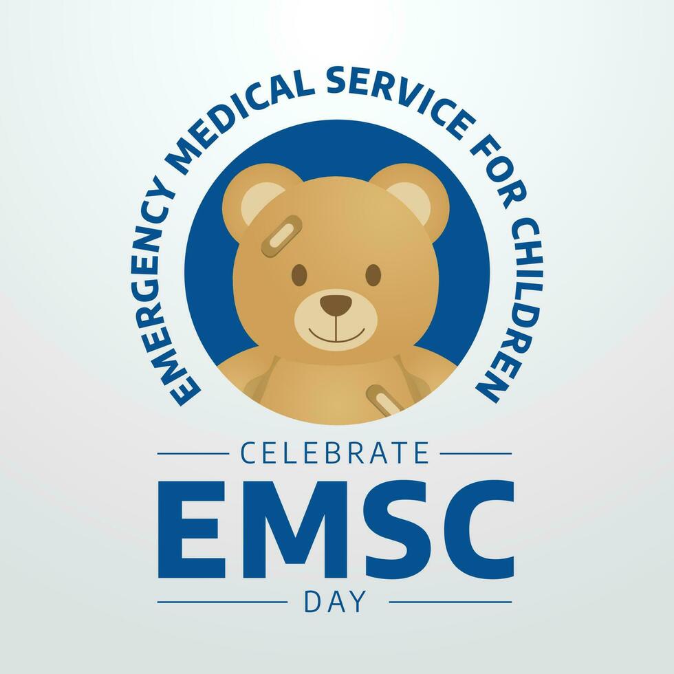 Emergency Medical Services for Children Day design template for celebration. emergency medical for children bear illustration. emsc bear vector illustarion. flat wounder bear design.