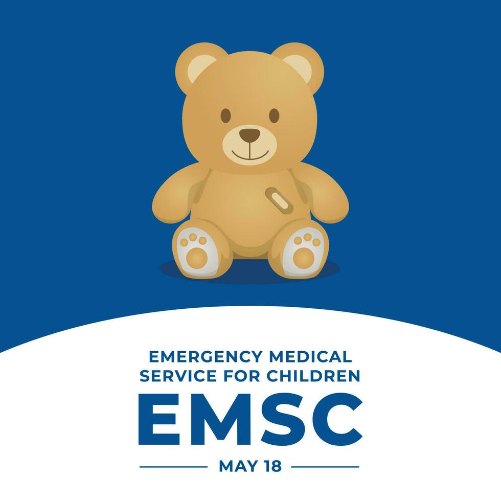 Emergency Medical Services for Children Day design template for celebration. emergency medical for children bear illustration. emsc bear vector illustarion. flat wounder bear design.