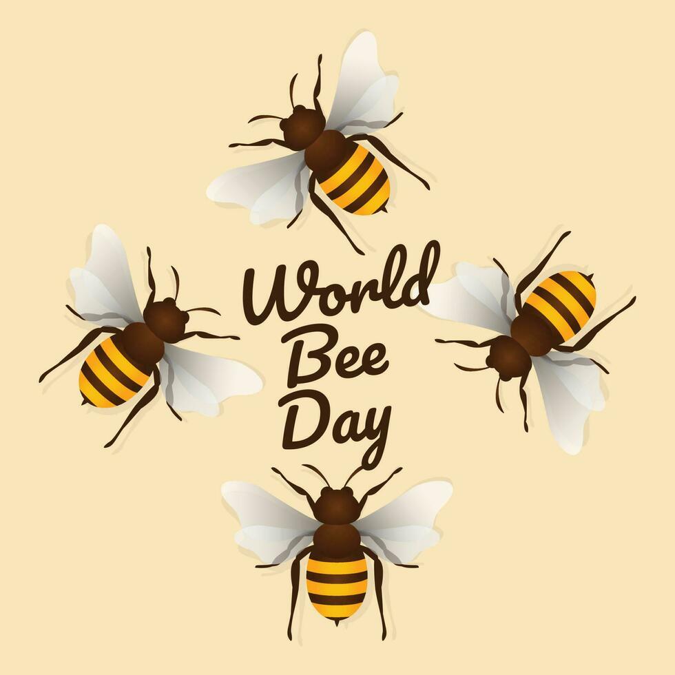 world bee day vector illustration for celebration. world bee day with globe and bee design. bee illustration. honey and bee.