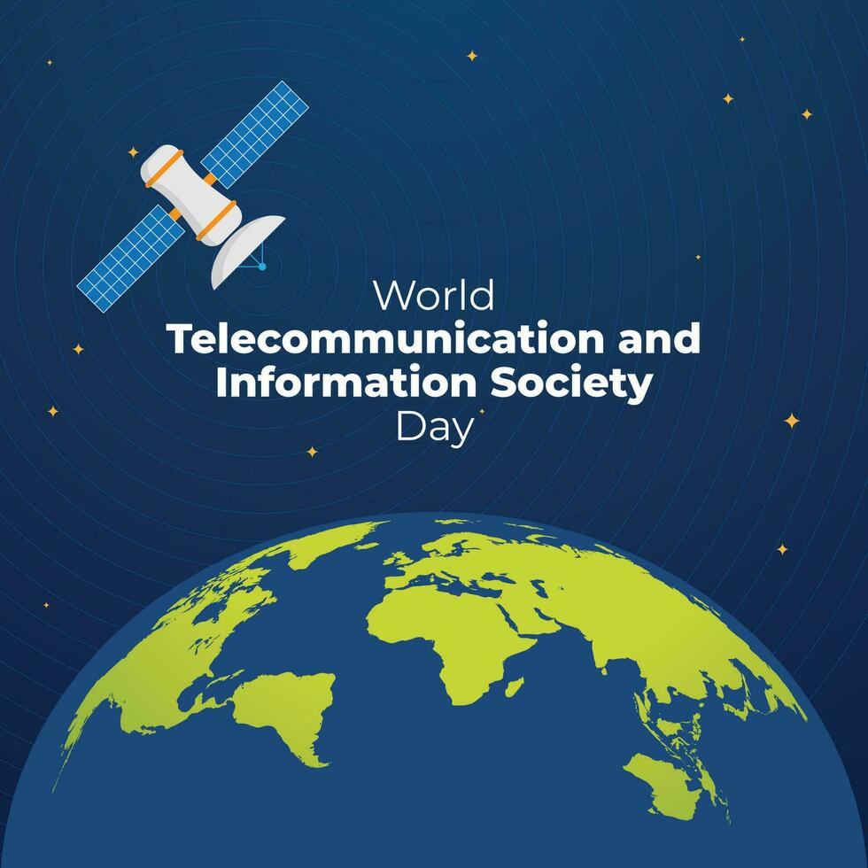 World Telecommunication and Information Society Day design template for celebration. satellite vector design. globe vector illustration. telecommunication and information design concept. flat design.