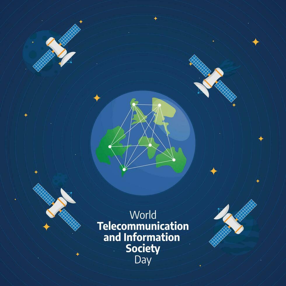 World Telecommunication and Information Society Day design template for celebration. satellite vector design. globe vector illustration. telecommunication and information design concept. flat design.