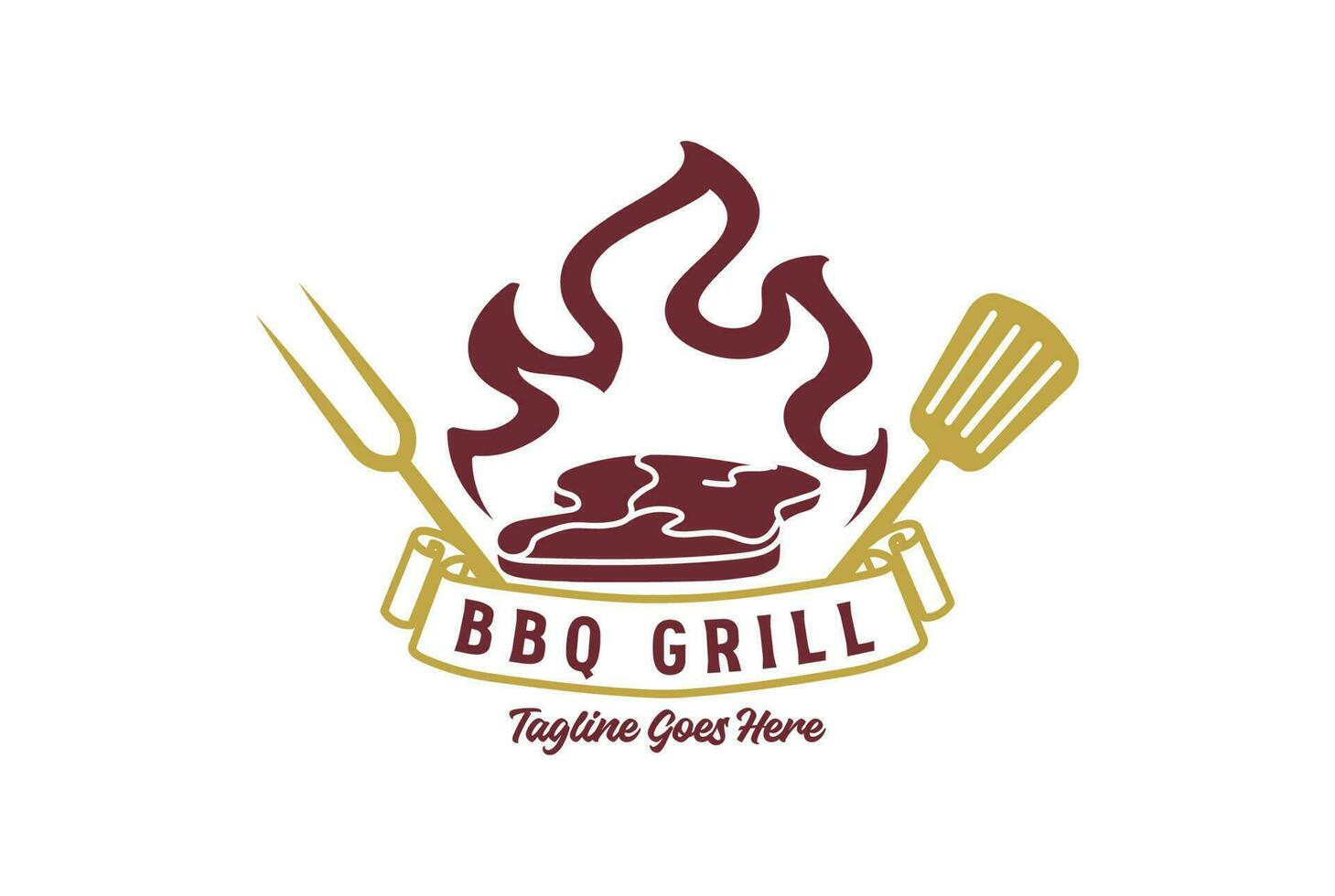 Vintage Retro Rustic BBQ Barbecue Grill Steak Logo Design vector