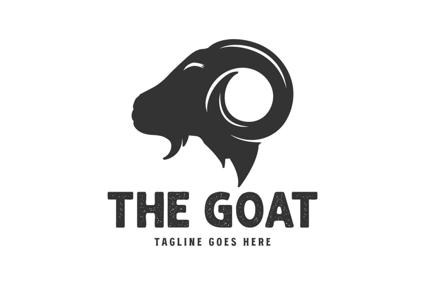 Vintage Rustic Goat Horn Head Silhouette Logo Design vector