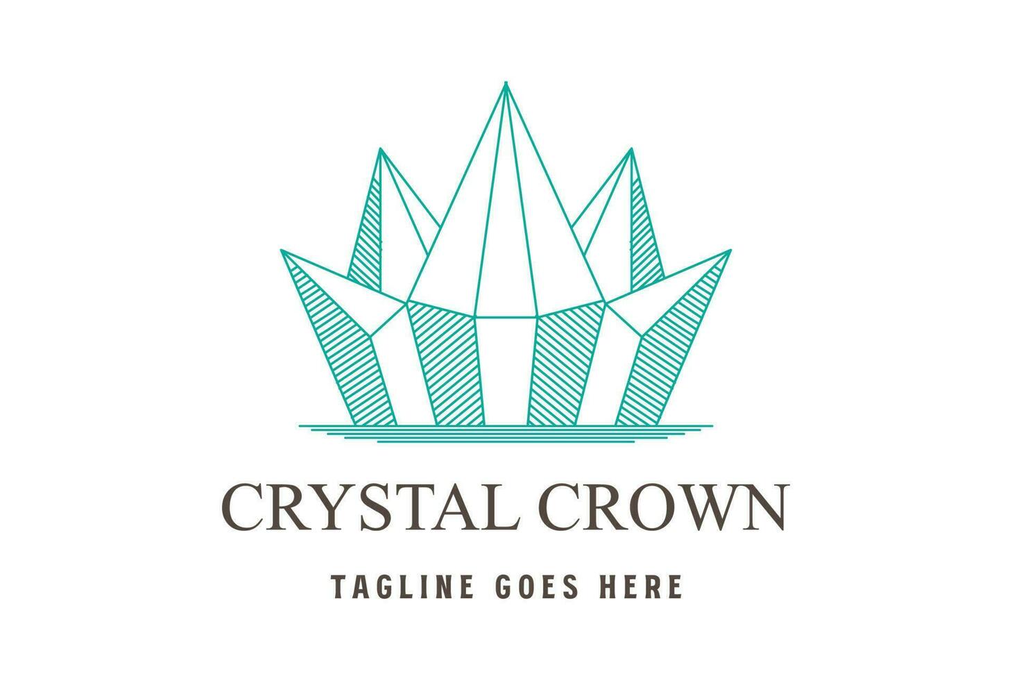 Gold Diamond Crystal Gemstone Emerald Crown Logo Design Vector