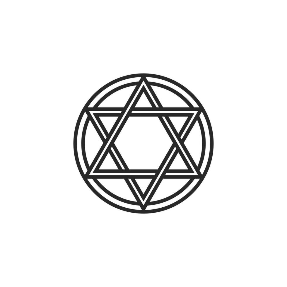 Pentagram in a circle line art element isolated. Vector element, Graphic design tattoo