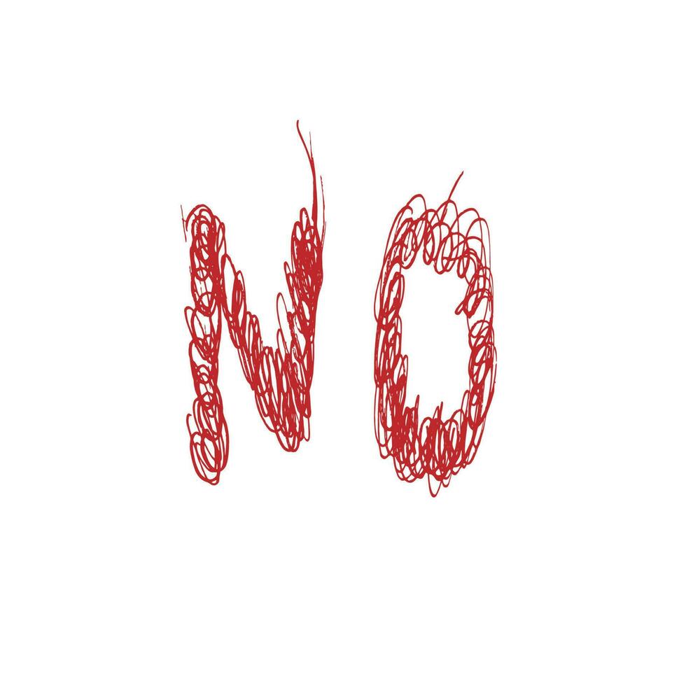 No. negación.concepto. escrito rojo inscripción. vector ilustración