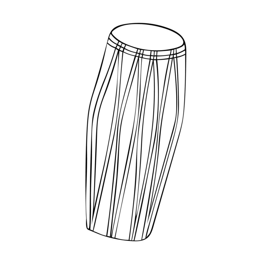 Vector illustration of mrdanga indian two-sided drum khol played with palms and fingers of both hands.