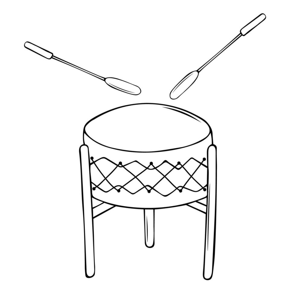 Pow Wow Drum traditional American Indian drum vector illustration