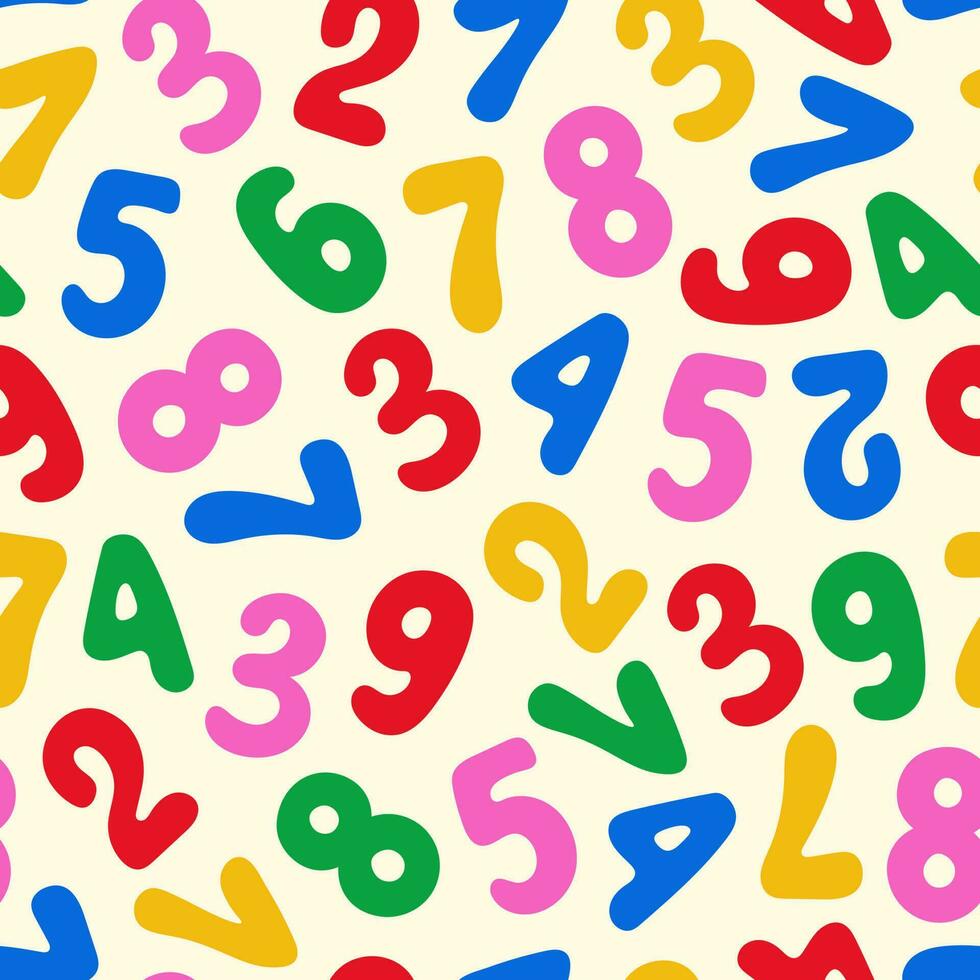 Colorful Numbers Seamless Pattern vector