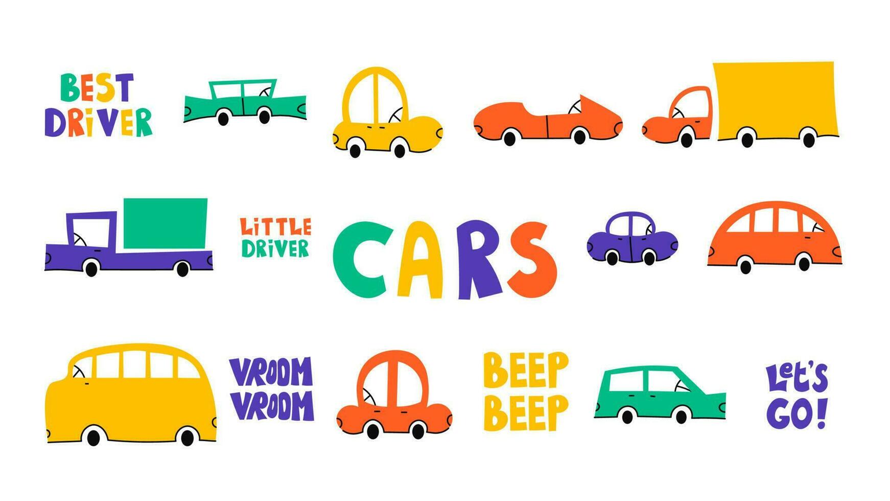 Cartoon cars vector set