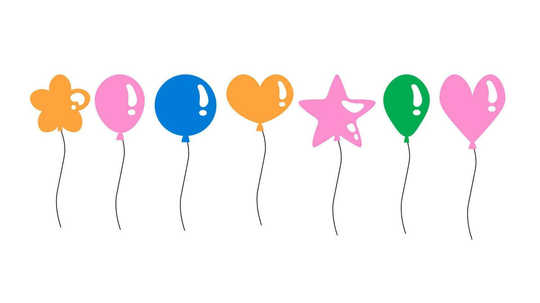 Helium balloons vector set