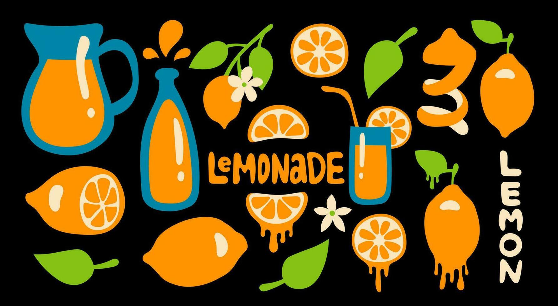Lemonade Lemon big vector set