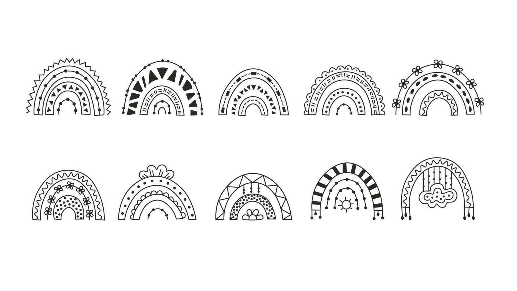 Doodle Rainbows set vector