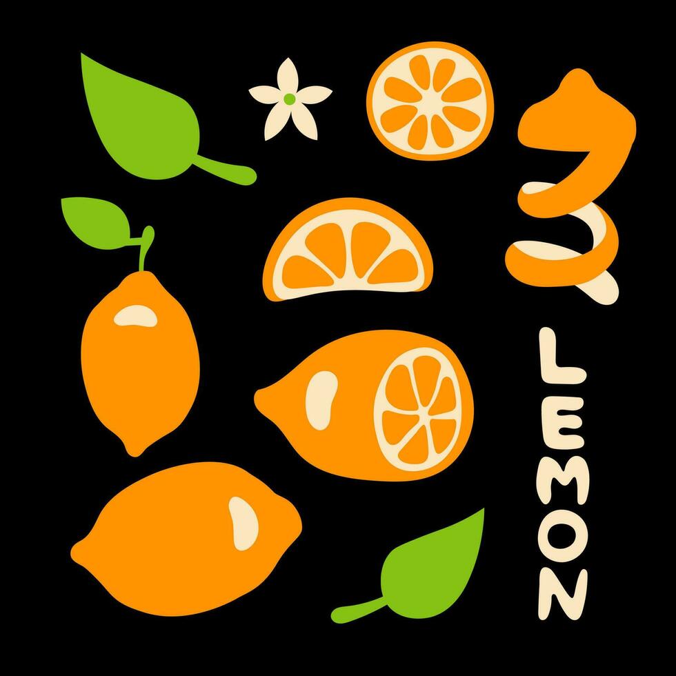 Lemon vector elements set