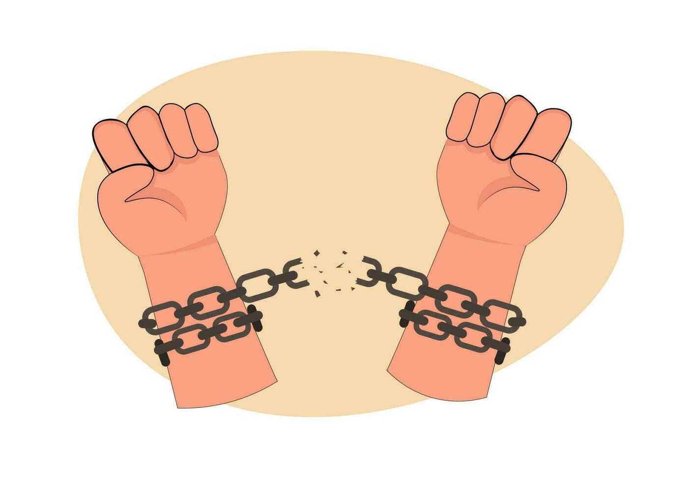 Man broke the chains and was freed. concept of freedom vector illustration