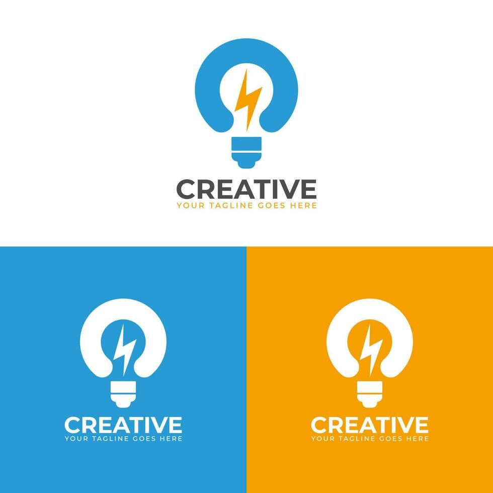 Logo Vector Design Idea in the form of Lamp and electricity Yellow and Blue colors
