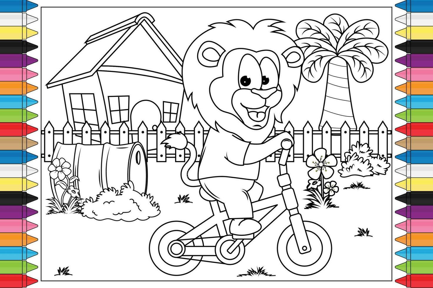 coloring animal cartoon for kids vector