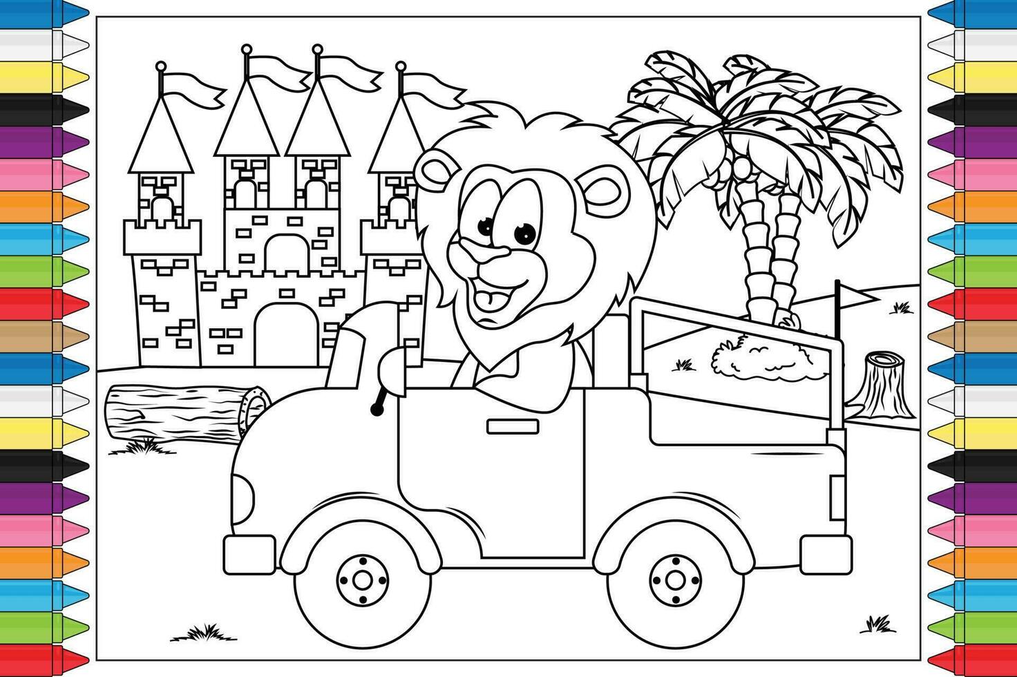 coloring animal cartoon for kids vector