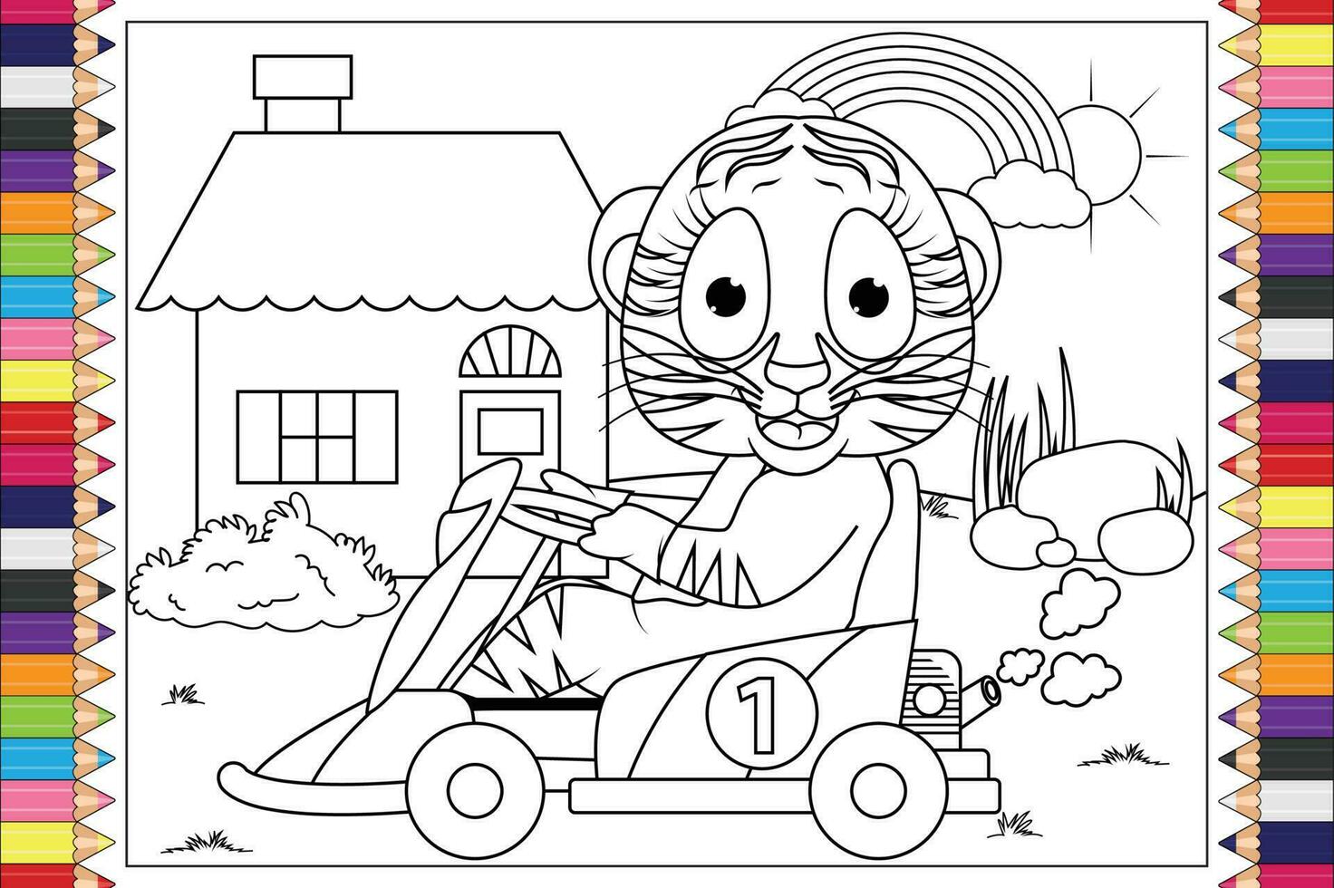 coloring animal cartoon for kids vector