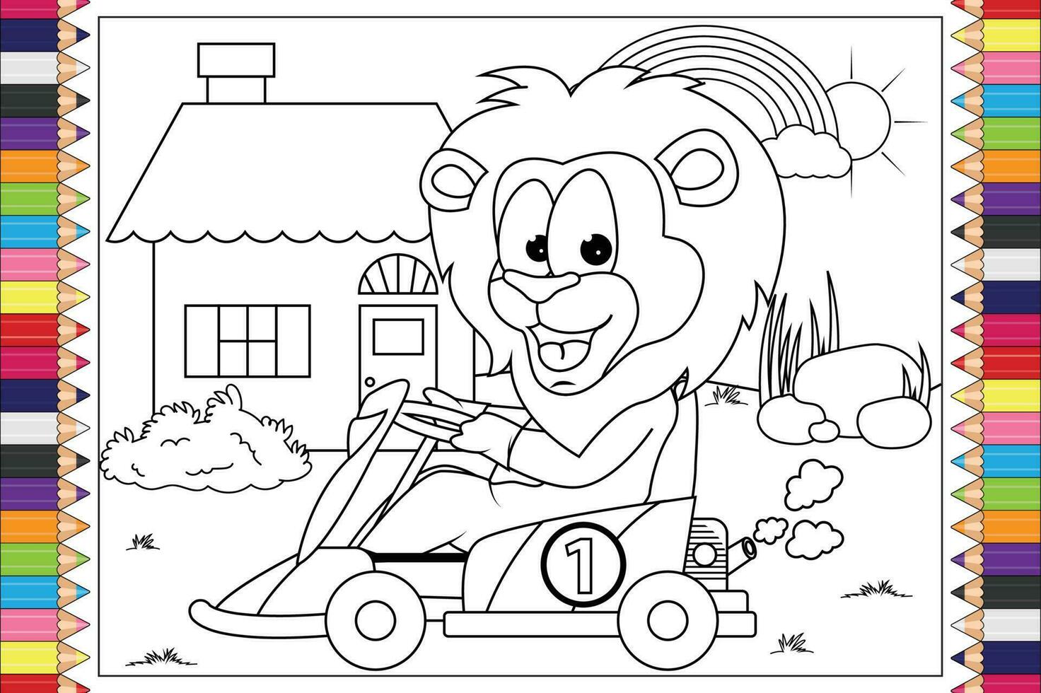 coloring animal cartoon for kids vector