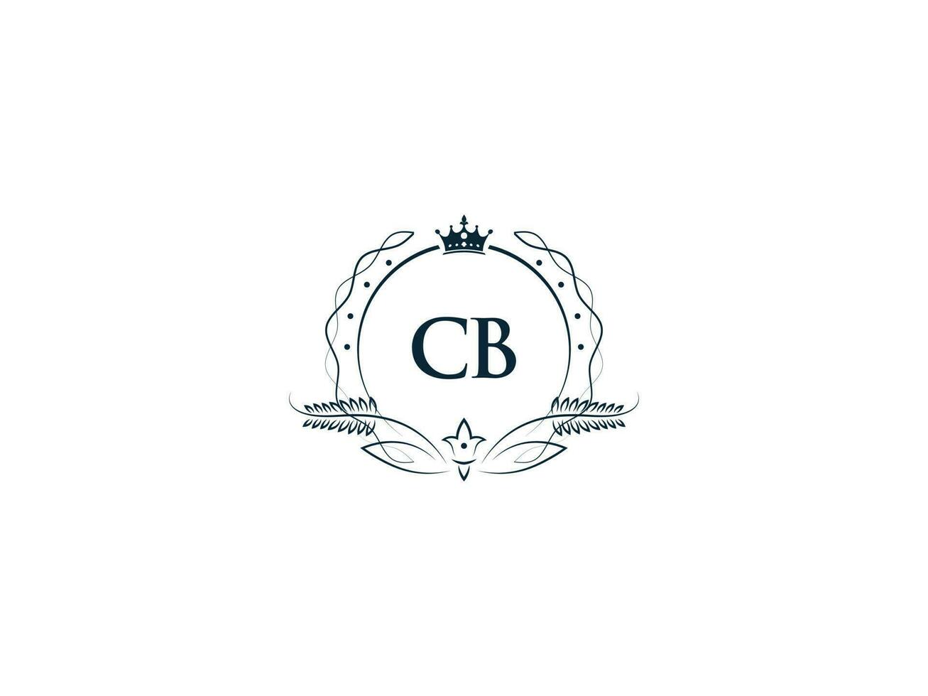 Minimal Cb Logo Icon, Creative Feminine Crown Cb bc Letter Logo Image Design vector