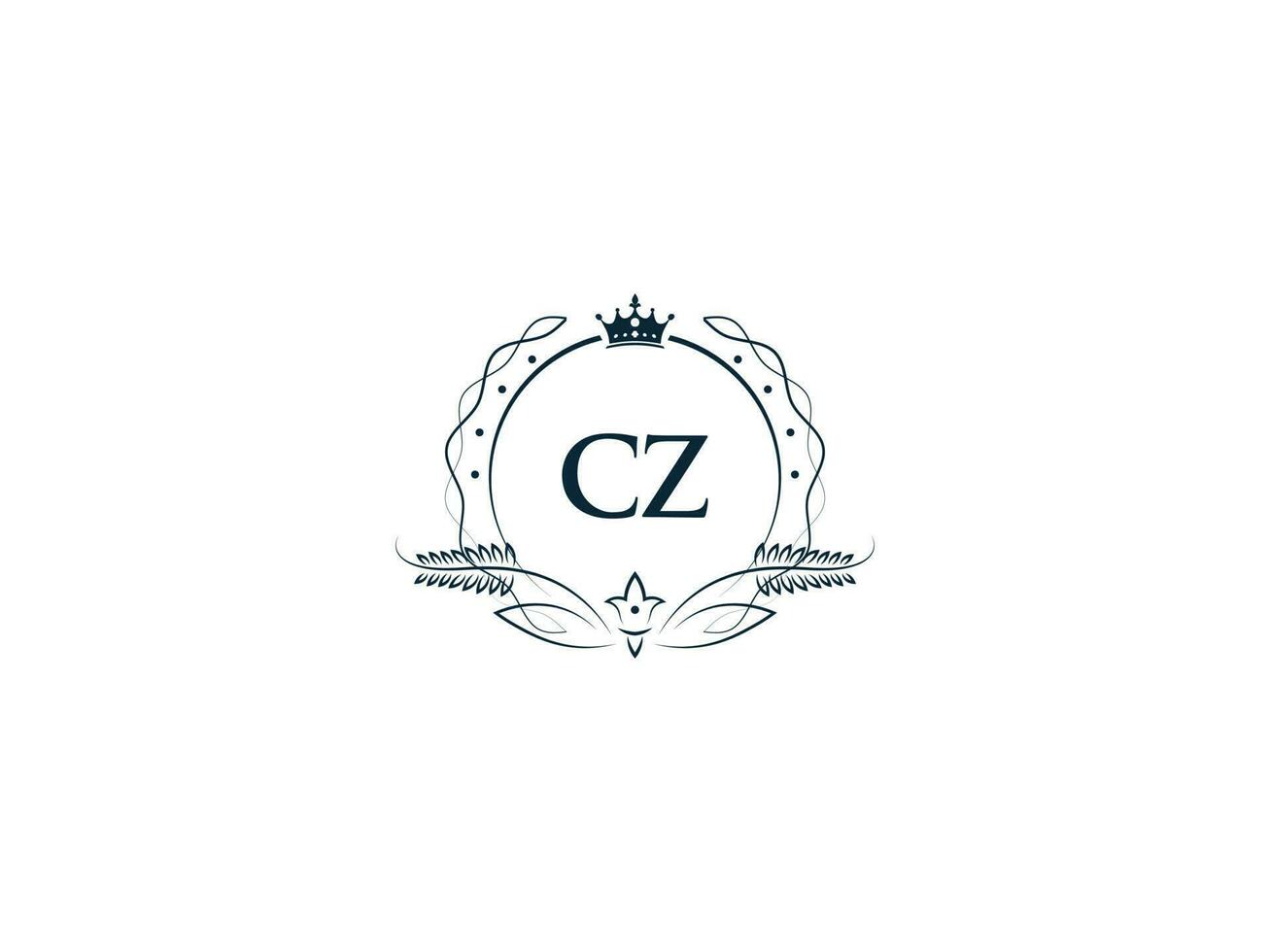 Minimal Cz Logo Icon, Creative Feminine Crown Cz zc Letter Logo Image Design vector