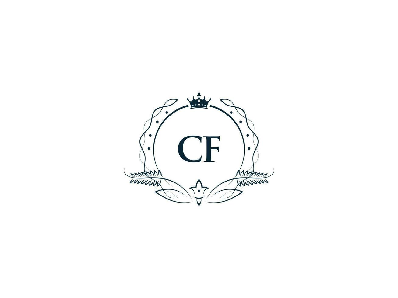 Minimal Cf Logo Icon, Creative Feminine Crown Cf fc Letter Logo Image Design vector