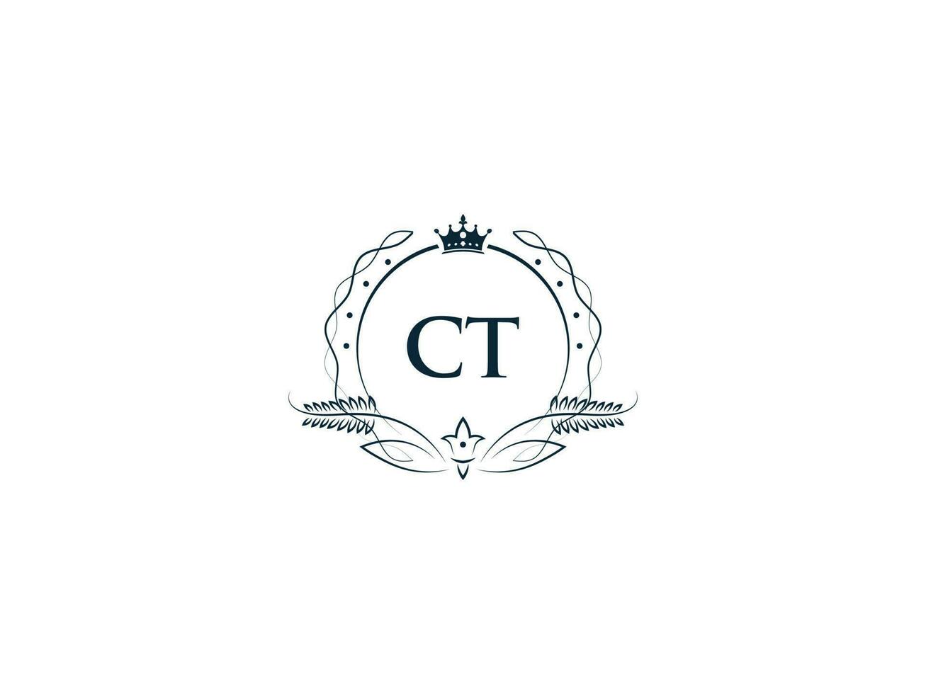 Minimal Ct Logo Icon, Creative Feminine Crown Ct tc Letter Logo Image Design vector