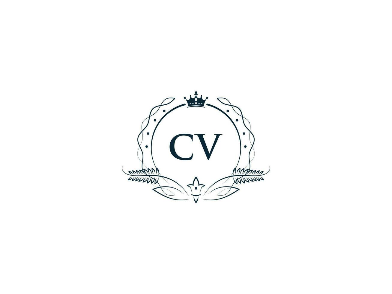 Minimal Cv Logo Icon, Creative Feminine Crown Cv vc Letter Logo Image Design vector