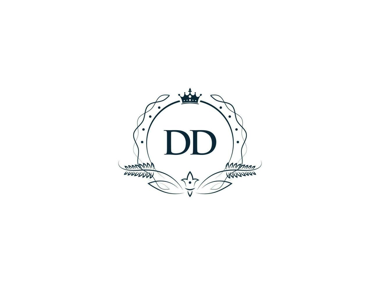 Initial Dd Feminine Logo, Creative Luxury Crown DD d d Letter Logo Icon vector