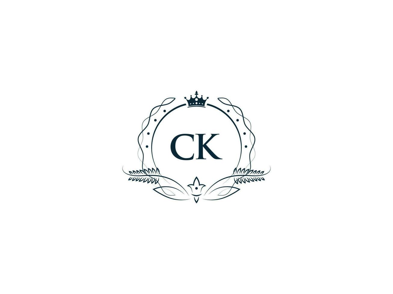 Minimal Ck Logo Icon, Creative Feminine Crown Ck kc Letter Logo Image Design vector