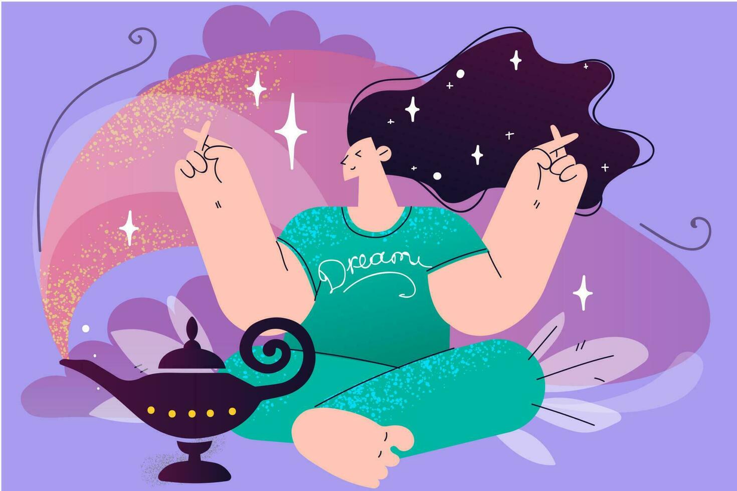 Making wish, dreaming, magic concept vector