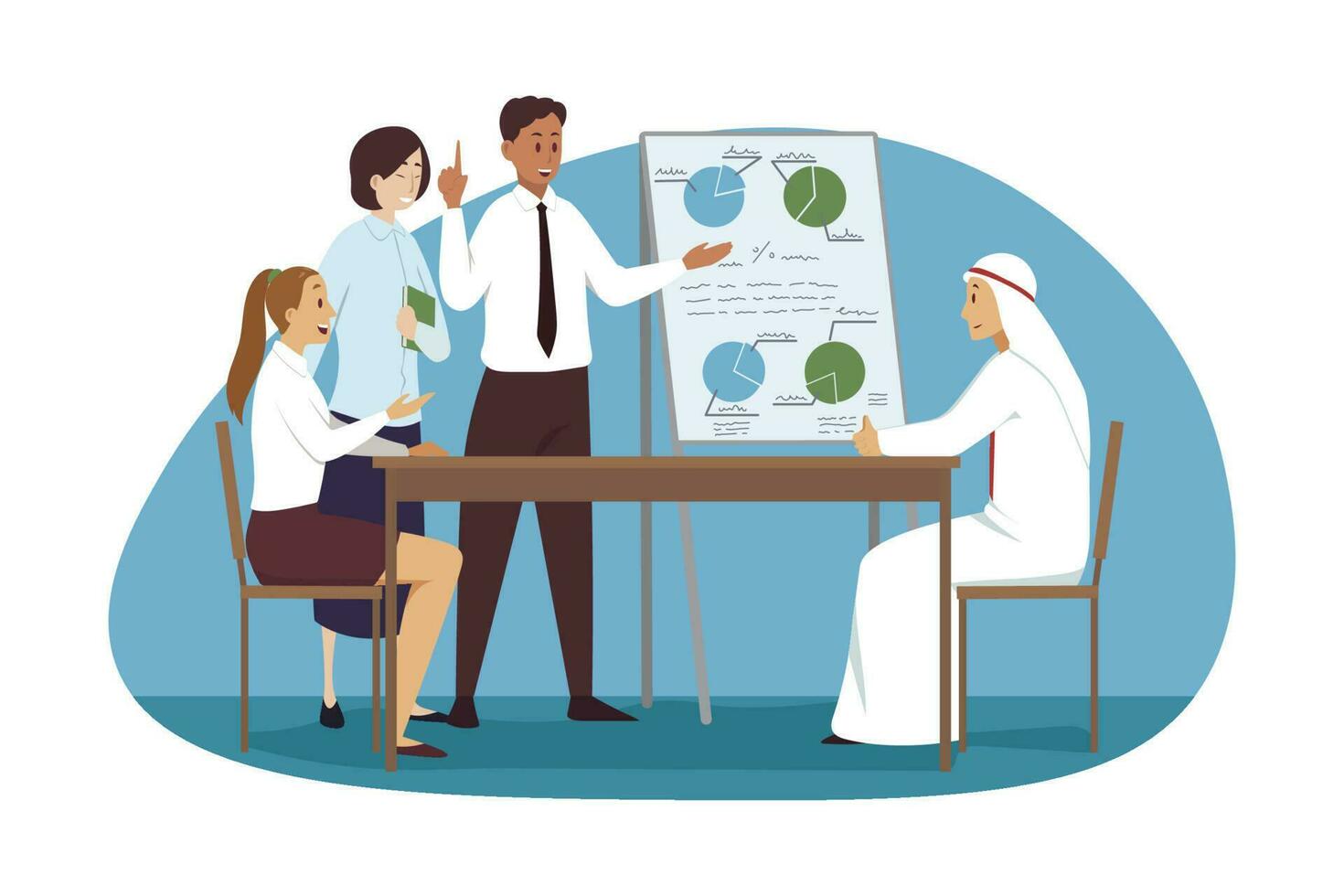 Management, meeting, discussion, business concept vector