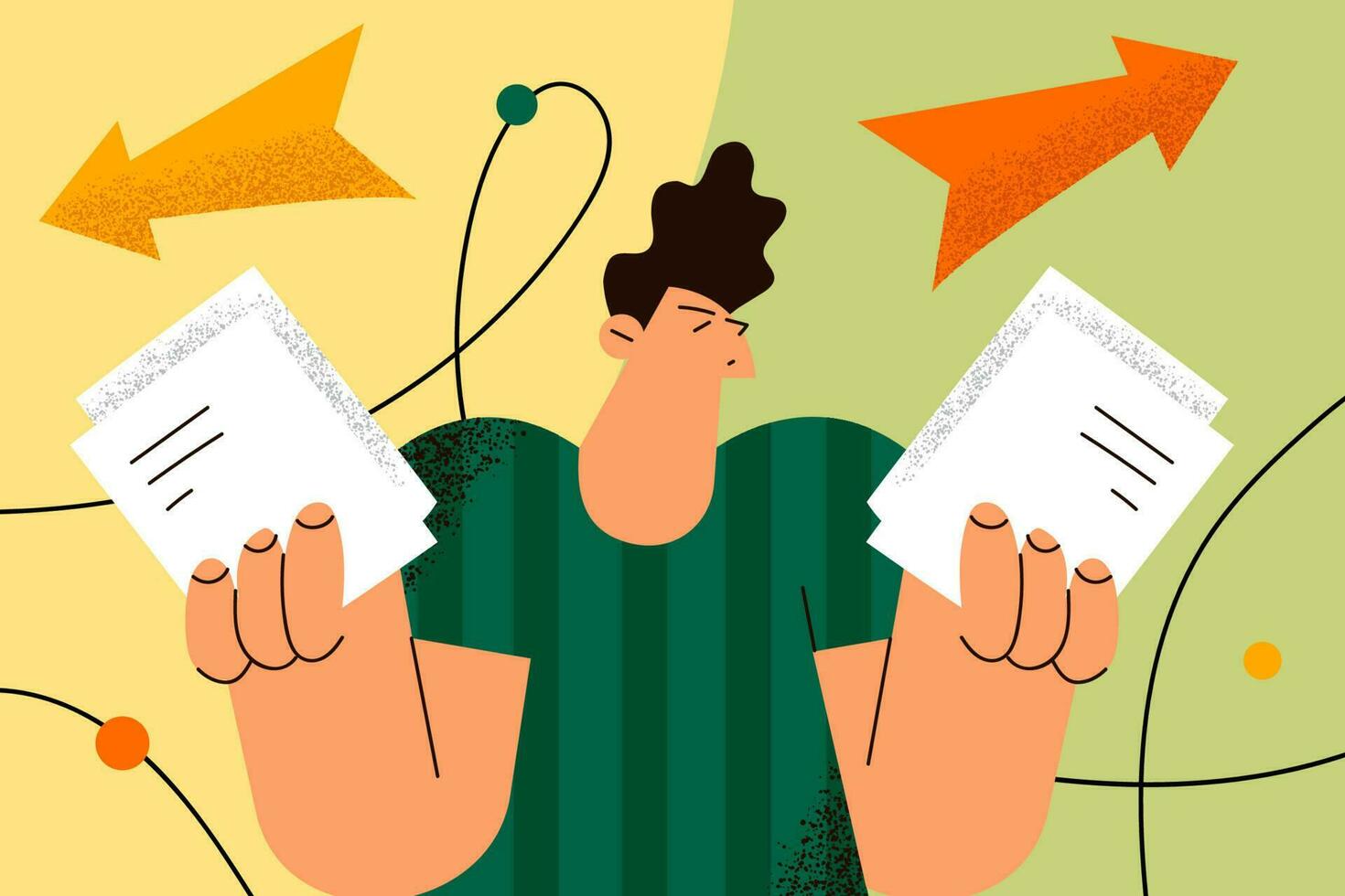 Making decision, choice, different ways concept vector
