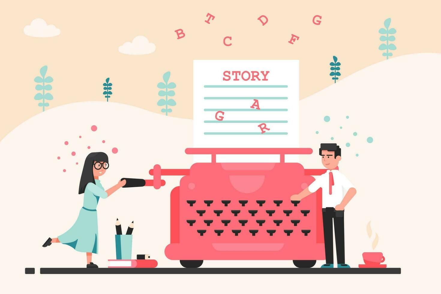 Narration, writing, story, literature, idea concept vector