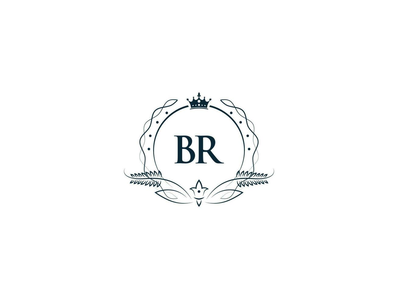 Professional Br Luxury Business Logo, Feminine Crown Br rb Logo Letter Vector Icon