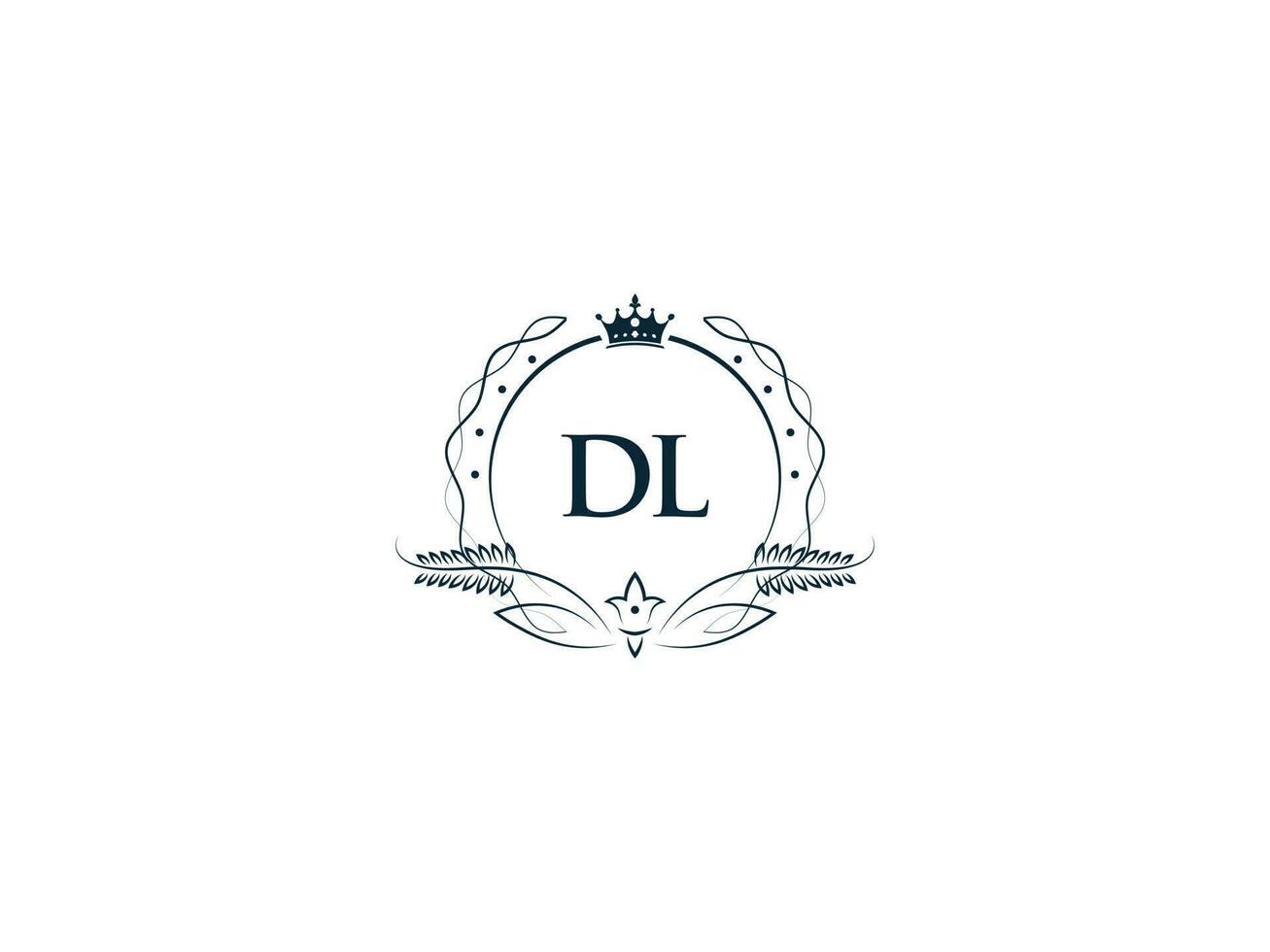 Initial Dl Feminine Logo, Creative Luxury Crown Dl ld Letter Logo Icon vector