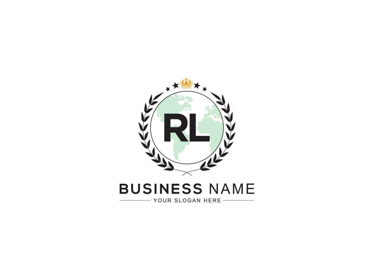 Royal Crown Rl Logo Icon, Initial Luxury RL Logo Letter Vector Art