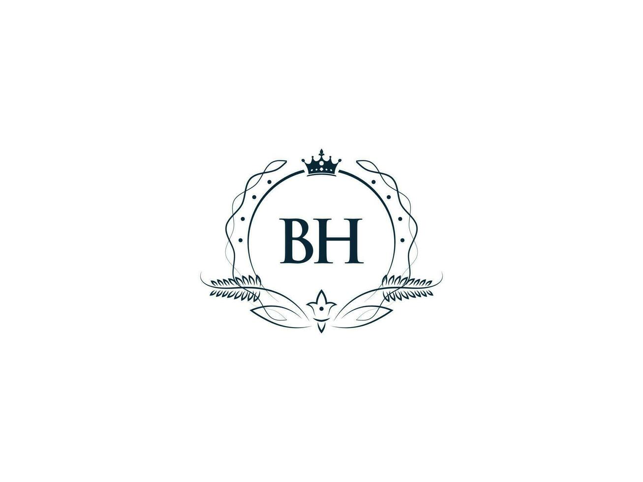 profesional bh lujo negocio logo, femenino corona bh media pensión logo letra vector icono