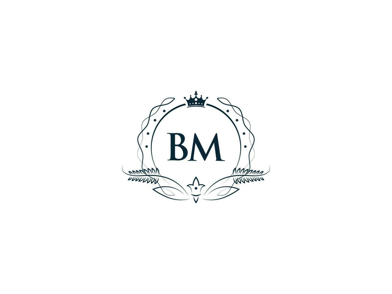 Professional Bm Luxury Business Logo, Feminine Crown Bm mb Logo Letter Vector Icon