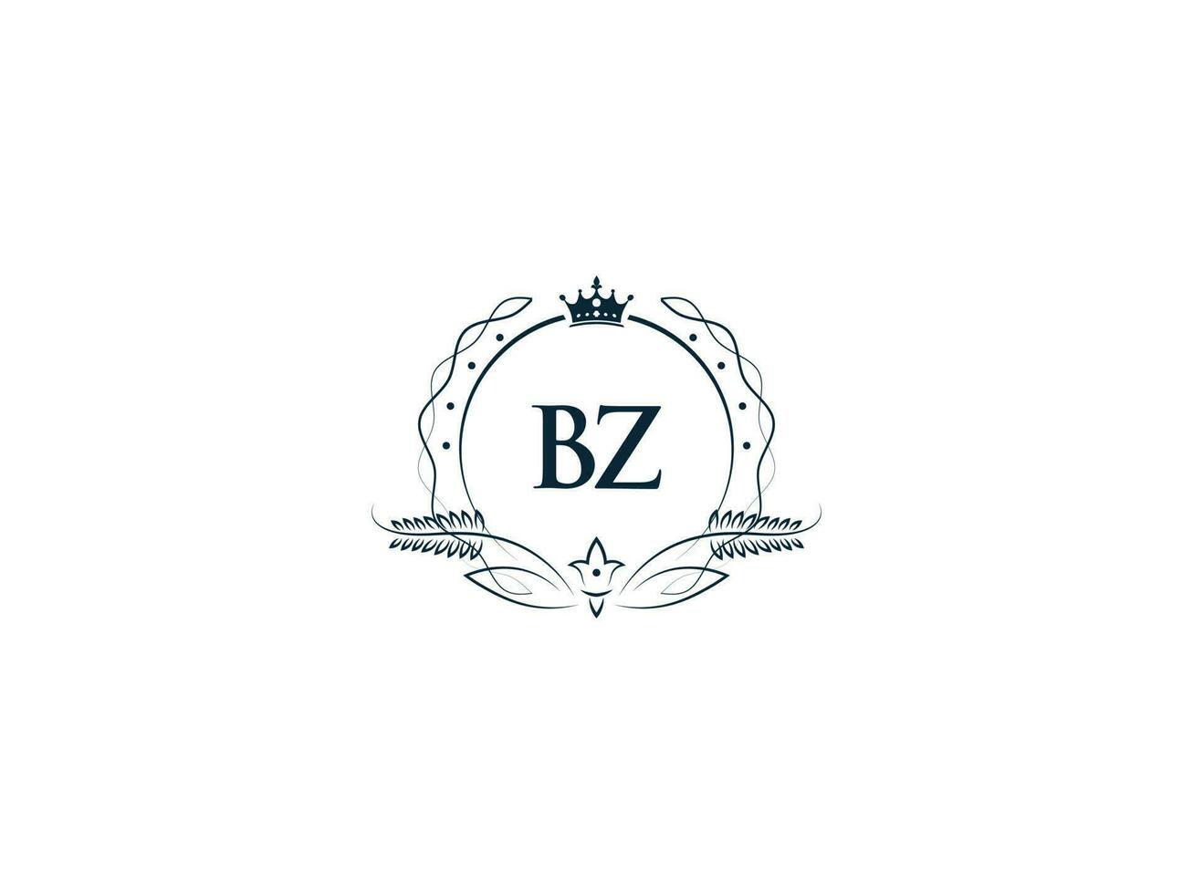 Professional Bz Luxury Business Logo, Feminine Crown Bz zb Logo Letter Vector Icon