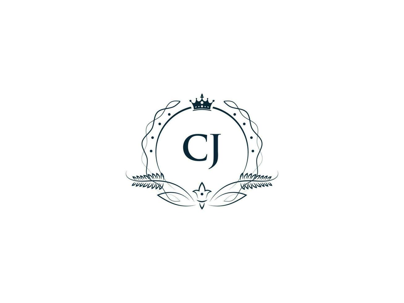 Minimal Cj Logo Icon, Creative Feminine Crown Cj jc Letter Logo Image Design vector