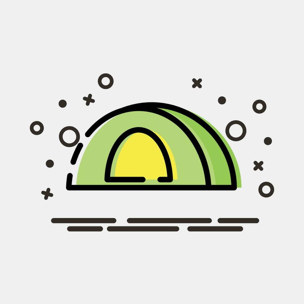 Icon tent. Camping and adventure elements. Icons in MBE style. Good for prints, posters, logo, advertisement, infographics, etc. vector