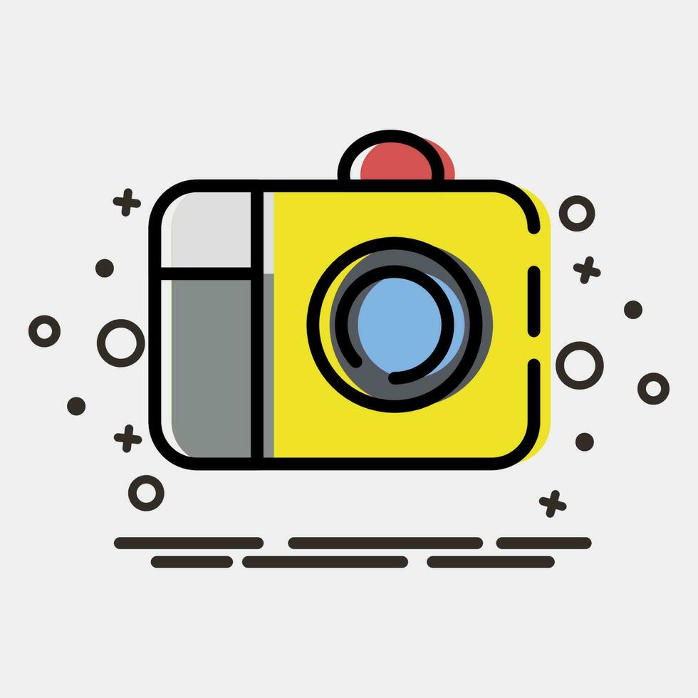 Icon camera. Camping and adventure elements. Icons in MBE style. Good for prints, posters, logo, advertisement, infographics, etc. vector