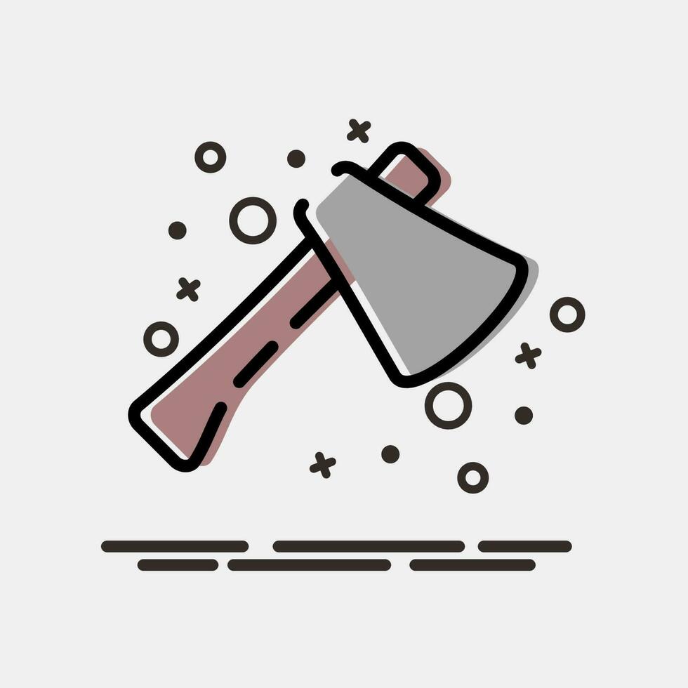 Icon axe. Camping and adventure elements. Icons in MBE style. Good for prints, posters, logo, advertisement, infographics, etc. vector