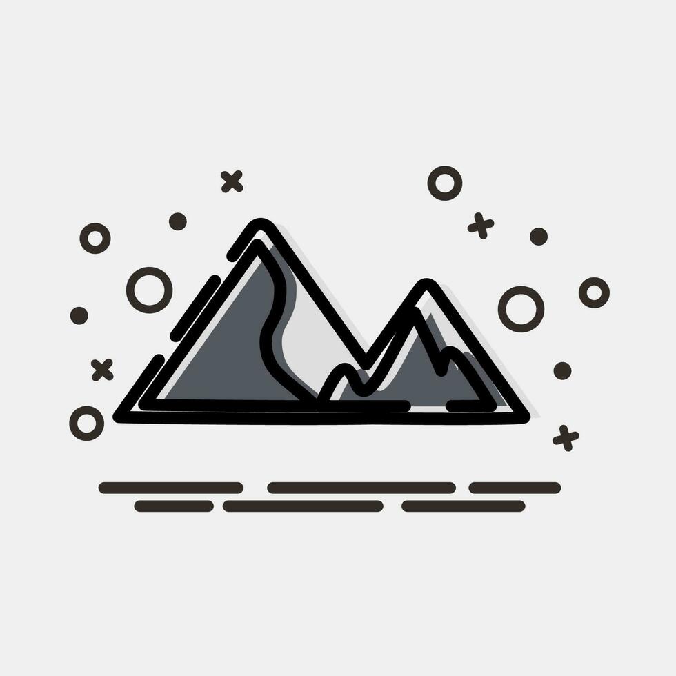 Icon mountains. Camping and adventure elements. Icons in MBE style. Good for prints, posters, logo, advertisement, infographics, etc. vector